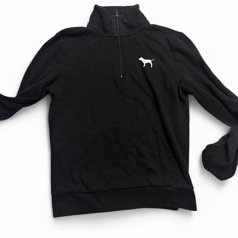 Black Victorias Secret PINK CottonQuarter Zip Sweatshirt Size XS